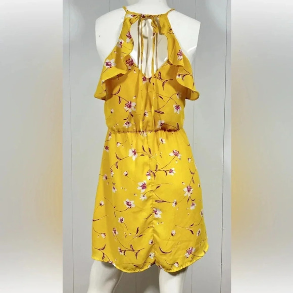 Lush Dress Women’s Size S Yellow Floral V Neck Pullover Floral Dress Sle… - Picture 4 of 6